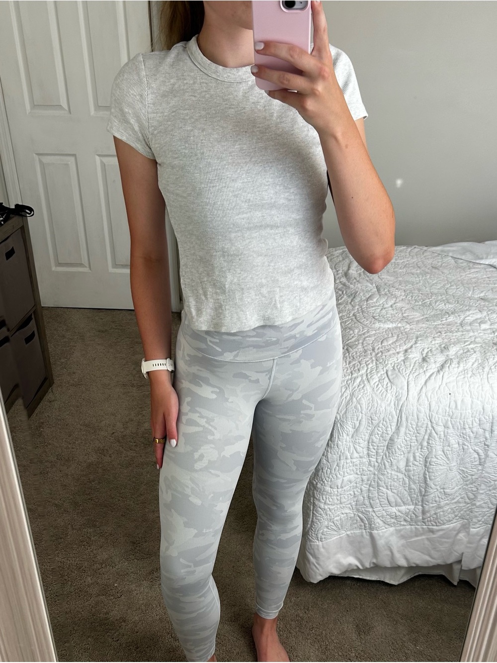 Lululemon Light Gray Camo Ribbed Leggings - Picture 1 of 4